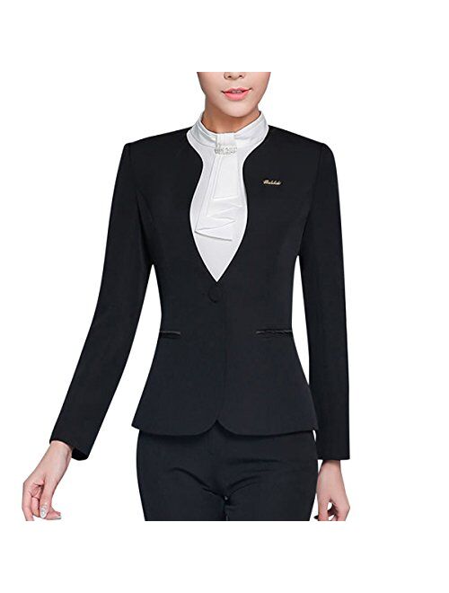 Women's 2 Piece Office Lady Suit Set Business Work Blazer Pants
