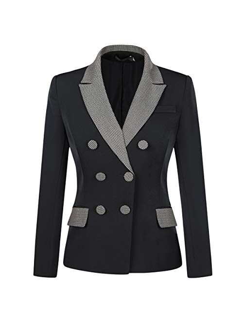 Women's Double Breasted 2 Piece Suit Set Two Button Blazer Jacket and Pants