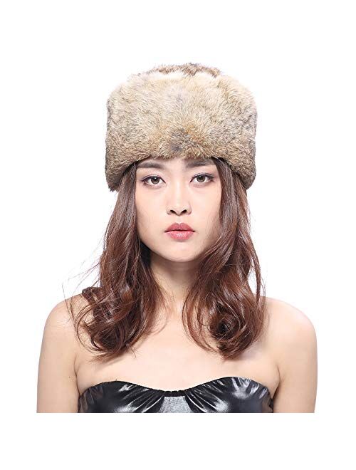 BeFur Real Rabbit Fur Coonskin Davy Crockett Hat for Men Women with Genuine Raccoon Tail
