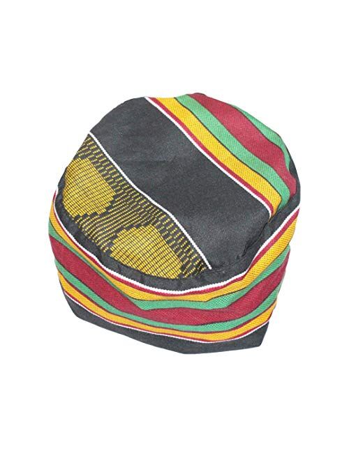 omaqa African Inspired Fashions Kente Kufi Kofi Hat Cap Style #7