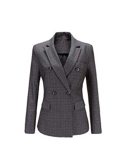 Women's Double Breasted Two Button Blazer Jacket Office Work Suit Jacket