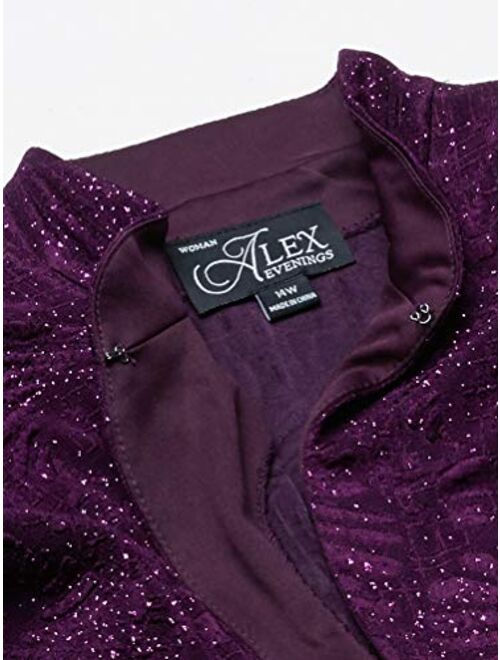 Alex Evenings Women's Plus Size Long Dress with Mandarin Neckline Jacket