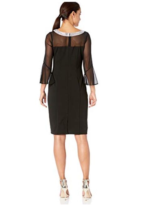 Alex Evenings Women's Short Shift Dress with Embellished Illusion Detail