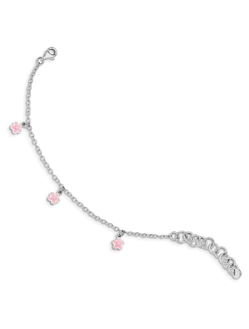 White Sterling Silver bracelet Themed Pink 5.5 in 2 mm