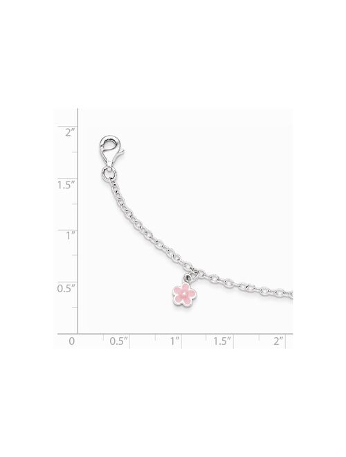 White Sterling Silver bracelet Themed Pink 5.5 in 2 mm