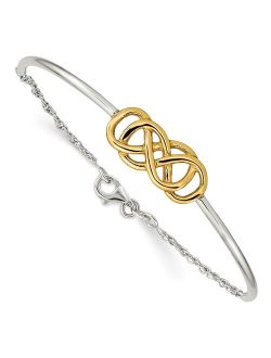 White Sterling Silver bracelet Bangle Flash Gold Double Infinity Symbol