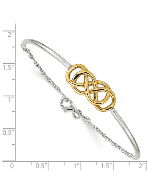White Sterling Silver bracelet Bangle Flash Gold Double Infinity Symbol