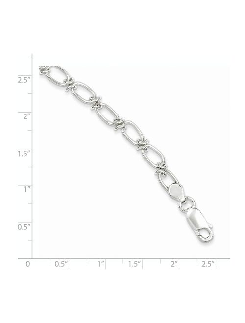 White Sterling Silver bracelet Fancy 7.5 in 5 mm Polished Oval Link