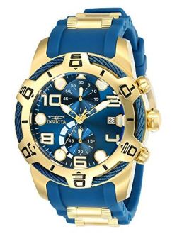 Men's Bolt 50mm Stainless Steel and Silicone Chronograph Quartz Watch, Blue/Gold (Model: 24217)