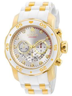 Men's Pro Diver Scuba 48mm Gold Tone Stainless Steel and White Silicone Chronograph Quartz Watch, White (Model: 20291)
