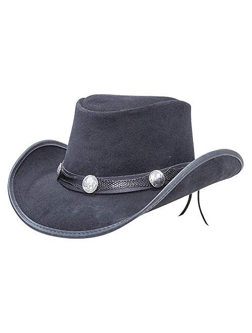 American Hat Makers Plainsman Leather Cowboy Hat with Blazer Nickel Band