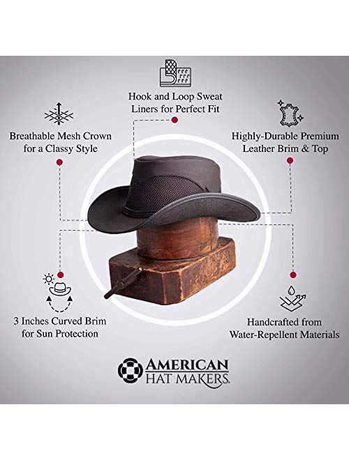 American Hat Makers Durango Leather Mesh Cowboy Hat — Handcrafted, Breathable