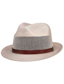 American Hat Makers Tuscany Straw Fedora Hat - Handcrafted, UV Sun Protection