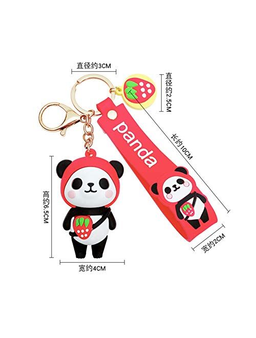 YSDSPTG Keychain Creative Cartoon Keychain Cute Panda Silicone Animal Doll Keyring Key Chain Car Key Backpack Pendant Trinket Women Men Gift Interior Accessories (Color :