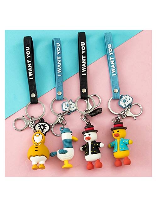 Osdfrlk Keychain 2020 Cartoon Come On Duck Keychain Cute Dress Raincoat Duckling Bag Pendant Key Chain for Best Friend Keyring Gift (Color : 09)