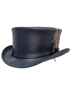 American Hat Makers Marlow Leather Top Hat — Handcrafted, Genuine Leather, Victorian Steampunk Hatter