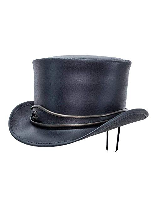 Voodoo Hatter El Dorado-Eye Band by American Hat Makers Black Leather Top Hat
