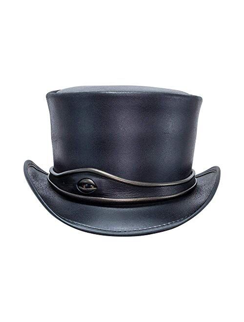 Voodoo Hatter El Dorado-Eye Band by American Hat Makers Black Leather Top Hat