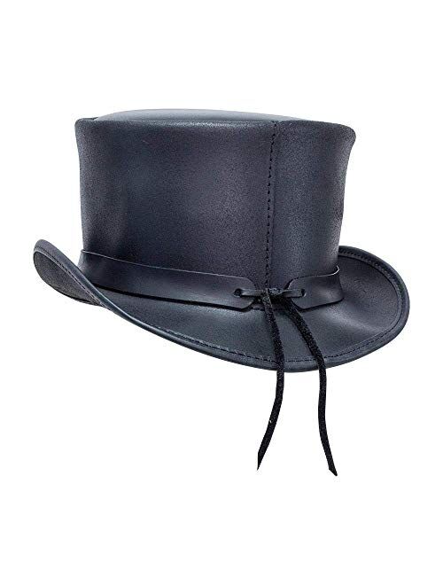 American Hat Makers El Dorado Top Hat with Chain Band — Handcrafted, Genuine Leather