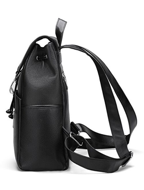 New Women Real Genuine Leather Backpack Purse vintage SchoolBag by Coolcy (Black)