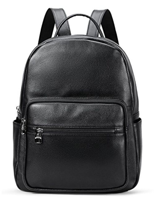 Coolcy Hot Style Real Leather Backpack Casual Daypacks Bag (Black)