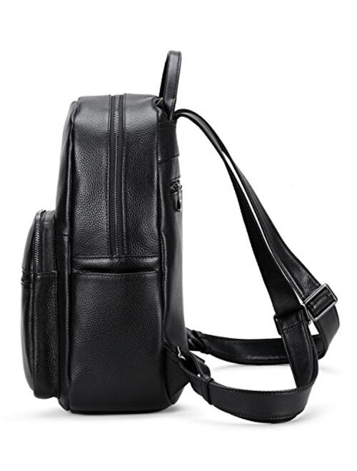Coolcy Hot Style Real Leather Backpack Casual Daypacks Bag (Black)