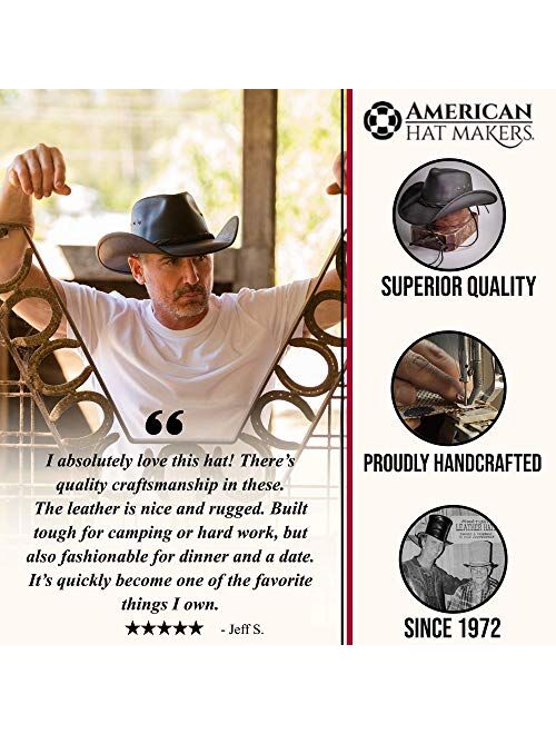 American Hat Makers Hollywood Cowboy Leather Hat — Handcrafted, Durable