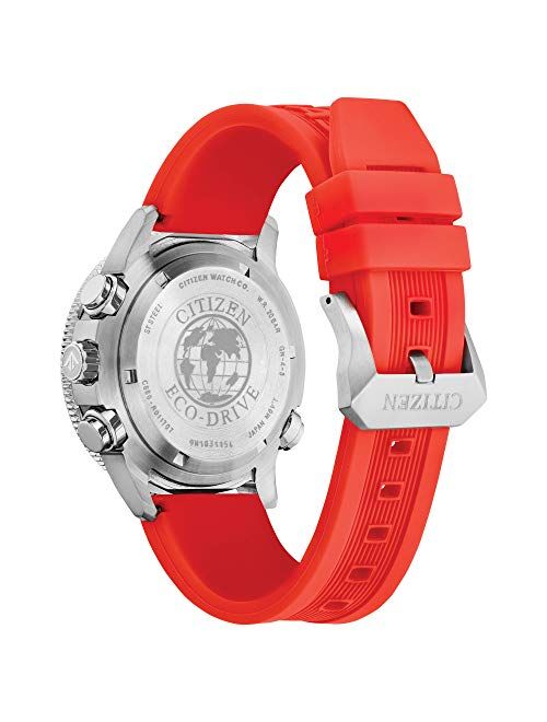 Citizen Men's Top of Water Stainless Steel Quartz Diving Watch with Rubber Strap, Orange, 22 (Model: JR4061-00F)