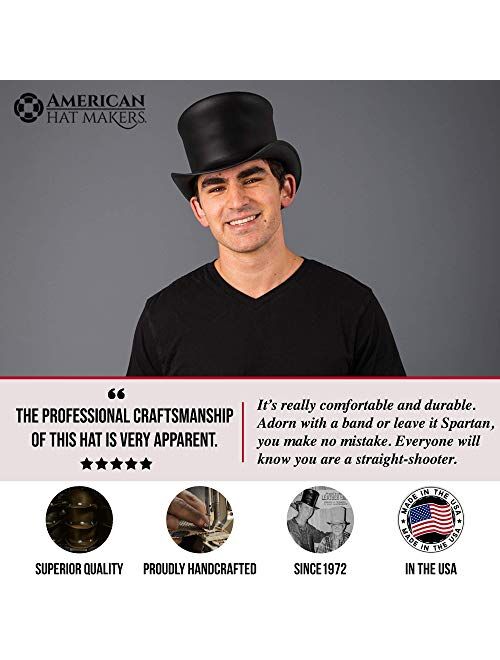 American Hat Makers Topper Top Hat, Unbanded — Tall, Handcrafted, Genuine Leather