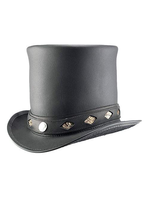 Voodoo Hatter Black Stove Piper Top Hat with Rattelsnake Band