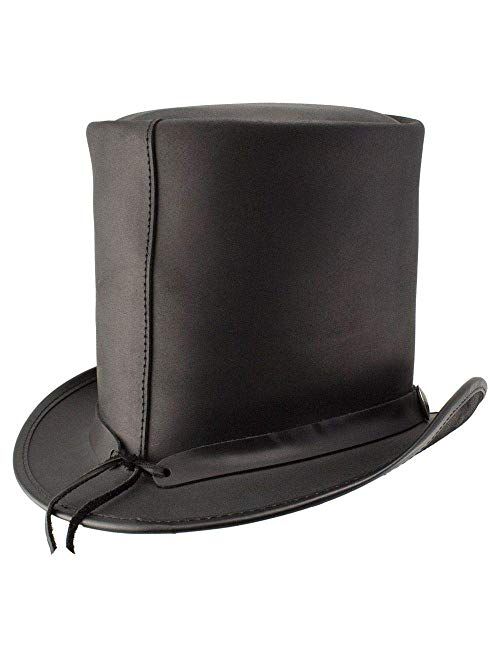 Voodoo Hatter Black Stove Piper Top Hat with Rattelsnake Band