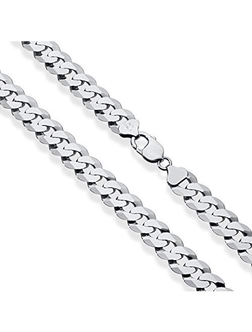 Miabella Solid 925 Sterling Silver Italian 12mm Solid Diamond-Cut Cuban Link Curb Chain Necklace for Men, 18, 20, 22, 24, 26, 28 Inch Made in Italy