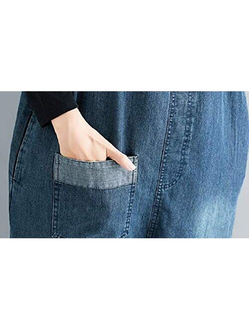 Women Summer Plus Size Jeans Pants Jumpsuit Romper Harem Baggy Denim Big Overalls