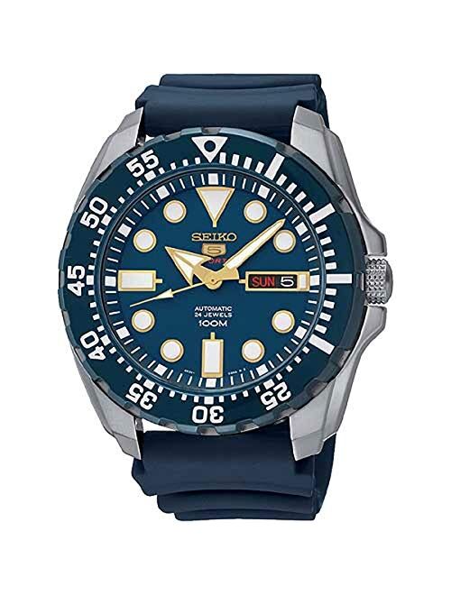 Seiko Men's Year-Round Acciaio INOX Automatic Watch with Rubber Strap, Blue, 20 (Model: SRP605K2)