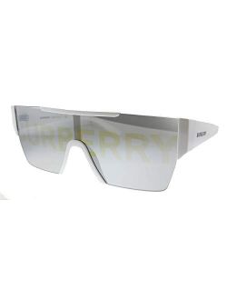 BE 4291 3007/H White Plastic Rectangle Sunglasses Silver Burberry Logo Lens