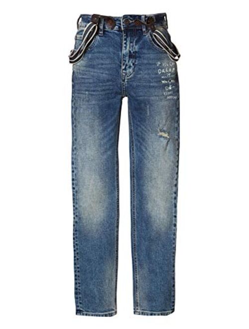 FUNKY BUDDHA Regular Straight Fit Jeans with Destroyed Effects