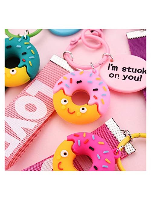 Keychain 1PS Resin Mini Cute Key Chain Kawaii Bag Chain Straps Donut Cake Keychain (Color : Fushia)