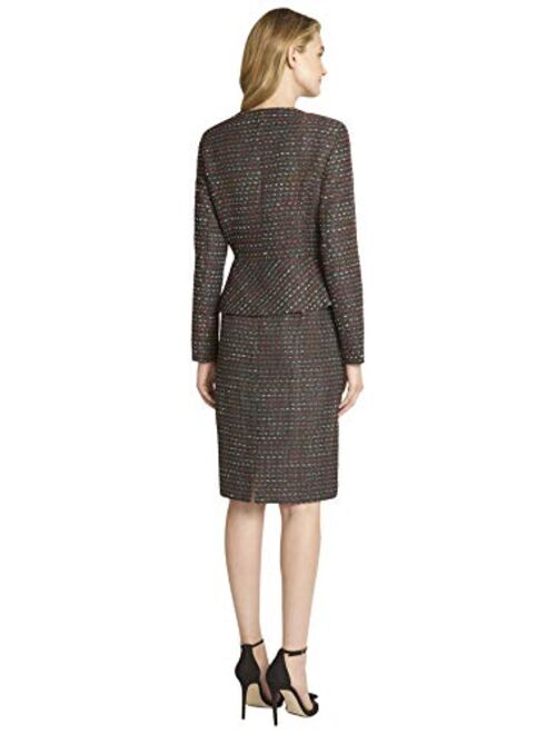 Tahari ASL Women's Faux Double Breasted Peplum Jacket and Skirt Set