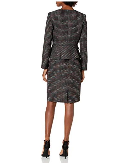 Tahari ASL Women's Faux Double Breasted Peplum Jacket and Skirt Set