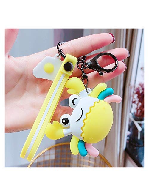 JSJJAWS Cute Pendant Key Chain Creative PVC Cartoon Crab Key Chain Cute Keychains Women Bag Car Keyring Childrens Gift Bag Pendant Gift Fashion Gift (Color : Pink)