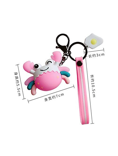 JSJJAWS Cute Pendant Key Chain Creative PVC Cartoon Crab Key Chain Cute Keychains Women Bag Car Keyring Childrens Gift Bag Pendant Gift Fashion Gift (Color : Pink)