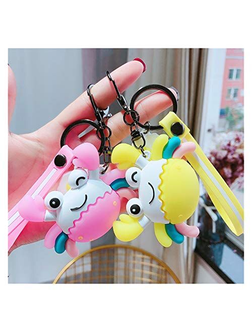 JSJJAWS Cute Pendant Key Chain Creative PVC Cartoon Crab Key Chain Cute Keychains Women Bag Car Keyring Childrens Gift Bag Pendant Gift Fashion Gift (Color : Pink)