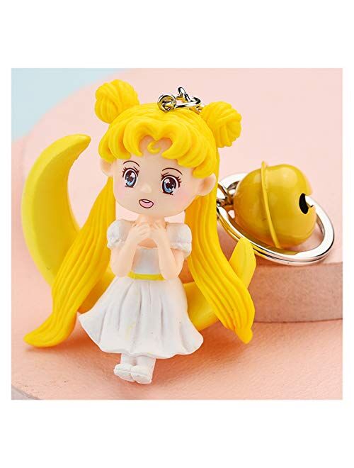 Fangzwl Key Ring Ornaments Cute Fashion Kitten Keychain Female Girl Keychain Beautiful Girl Resin Animal Keyring Sailor Moon (Color : 1)