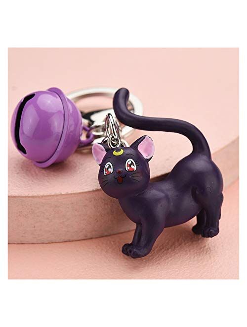 Fangzwl Key Ring Ornaments Cute Fashion Kitten Keychain Female Girl Keychain Beautiful Girl Resin Animal Keyring Sailor Moon (Color : 1)