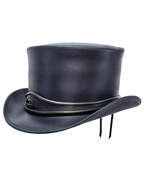 American Hat Makers El Dorado Top Hat with Eye Band — Handcrafted, Genuine Leather, UV Sun Protection