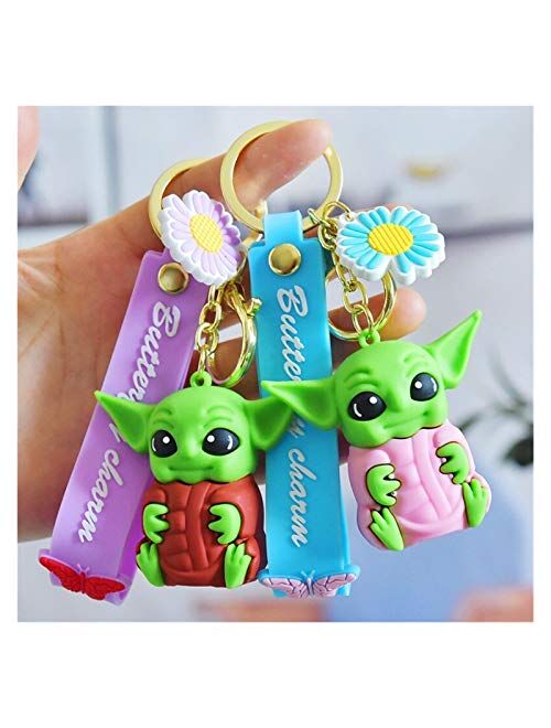 Keychain Baby Keychain Cute Yoda Silicone Keyring Cartoon Figure Bag Car Keyrings (Color : C)