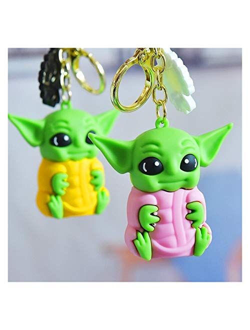 Keychain Baby Keychain Cute Yoda Silicone Keyring Cartoon Figure Bag Car Keyrings (Color : C)