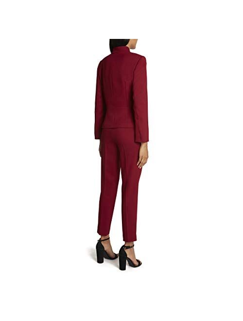 Tahari ASL Women's Stand Collar Jacket and Ankle Pant Set