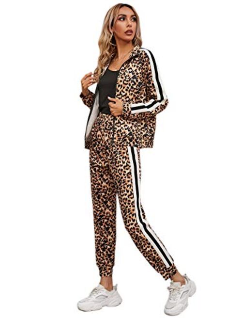 IRISERLY Women's 2 Piece Sportswear Leopard Print Two Piece Suit
