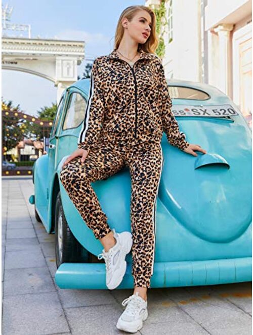 IRISERLY Women's 2 Piece Sportswear Leopard Print Two Piece Suit